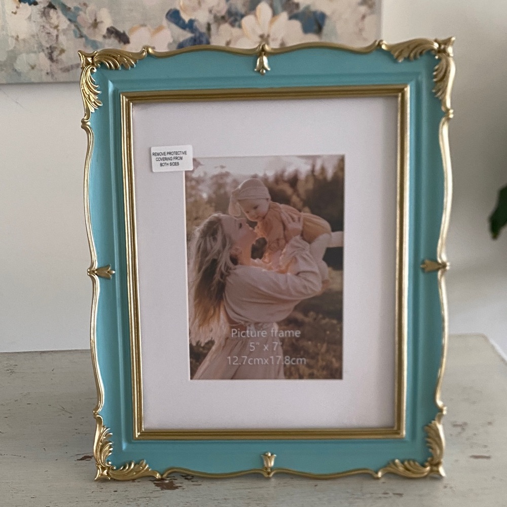 Tiffany Blue and Gold Accented Picture Frame - NEW